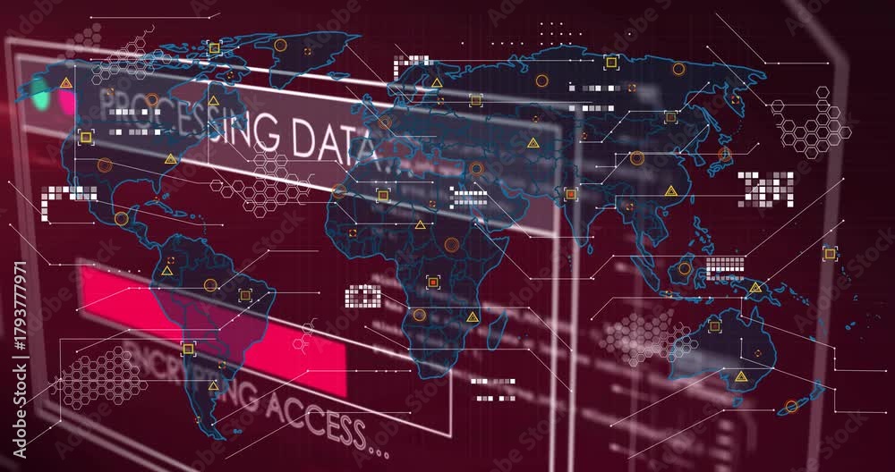 Hud Access HUD panel sliding, revealing CONNECTING TO SERVER, nodes popping and ...