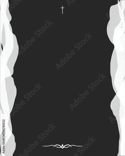 A deep charcoal background with soft fading edges and a simple empty frame in the center, creating a quiet memorial mood.