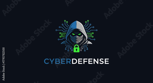 Enigmatic Digital Guardian Emblem A Modern Icon Representing Robust Cyber Security, Network Defense, and Advanced Data Protection Strategies