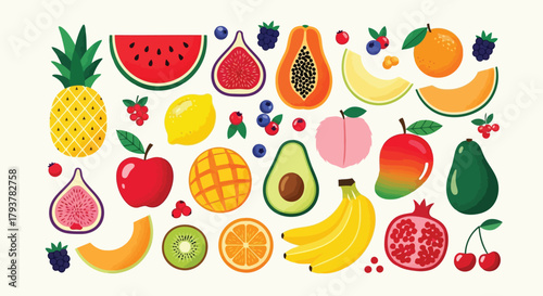 Assorted fresh fruits and berries with sliced citrus