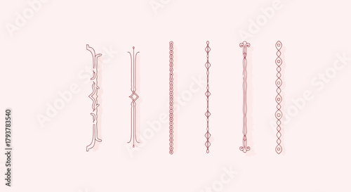 Elegant ornamental divider designs with floral and geometric patterns in thin line art