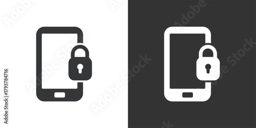 templateLocked Mobile Phone icon. Solid glyph series icon