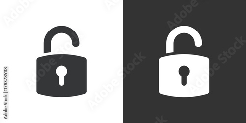 Unlocked Padlock icon. Solid glyph series icon