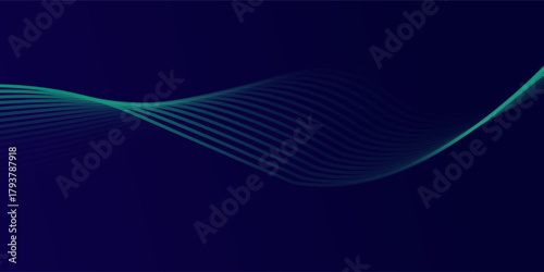Abstract glowing wave lines on dark blue background. Dynamic wave pattern. Modern flowing wavy lines. Futuristic technology concept. Suit for banner, poster, cover, brochure, flyer, website