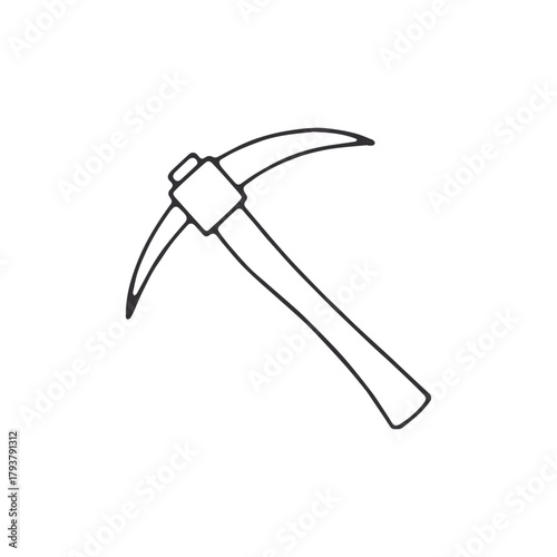 A black and white drawing of a pickaxe