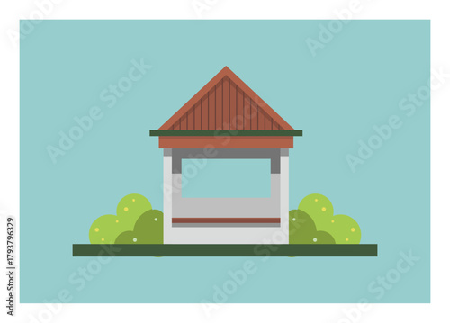 Gazebo building. Simple flat illustration.