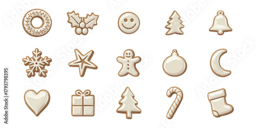 White Christmas Icon Set for Holiday Designs and Winter Projects