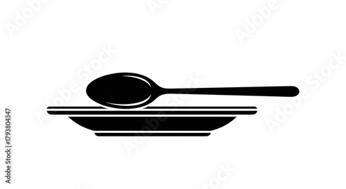 Spoon and fork black and white vector ilustration 
