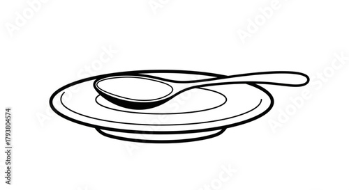 Spoon and fork black and white vector ilustration 