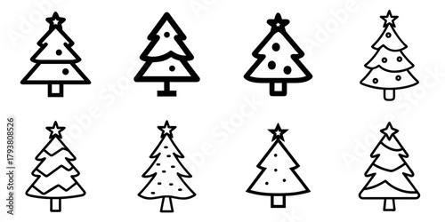 tree christmas icon set. pictogram isolated on white background. Vector illustration.