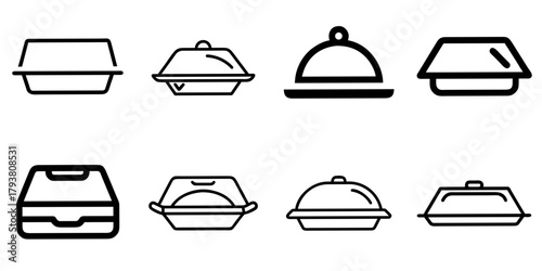 tray icon set. pictogram isolated on white background. Vector illustration.