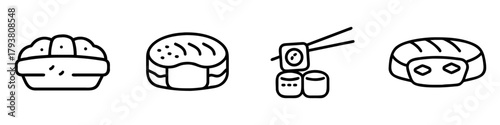 sushi icon set. pictogram isolated on white background. Vector illustration.
