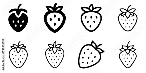 strawberry icon set. pictogram isolated on white background. Vector illustration.