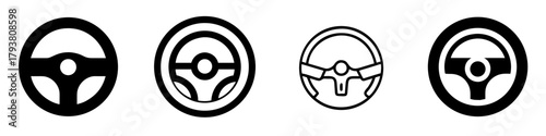 steering wheel icon set. pictogram isolated on white background. Vector illustration.