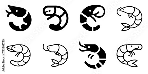 shrimp icon set. pictogram isolated on white background. Vector illustration.