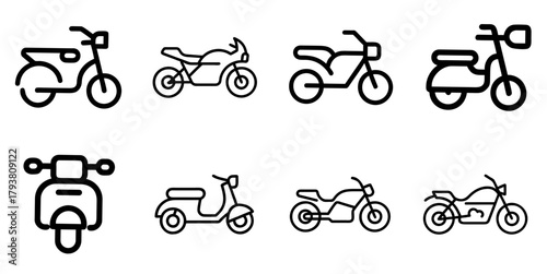 motorcycle icon set. pictogram isolated on white background. Vector illustration.