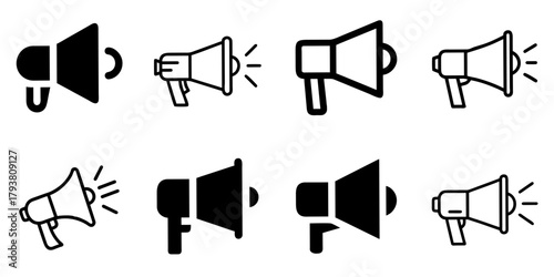 megaphone icon set. pictogram isolated on white background. Vector illustration.