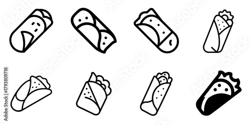 burrito icon set. pictogram isolated on white background. Vector illustration.