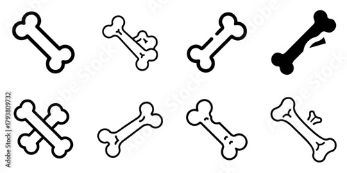 bone icon set. pictogram isolated on white background. Vector illustration.
