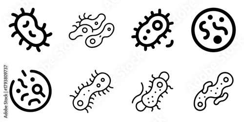 bacteria icon set. pictogram isolated on white background. Vector illustration.