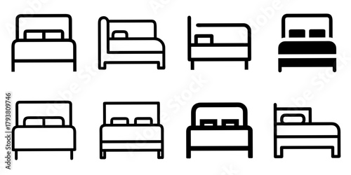 bed icon set. pictogram isolated on white background. Vector illustration.