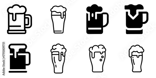 beer icon set. pictogram isolated on white background. Vector illustration.