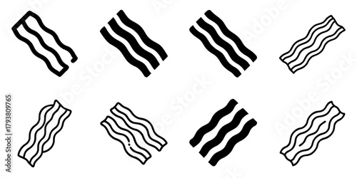 bacon icon set. pictogram isolated on white background. Vector illustration.