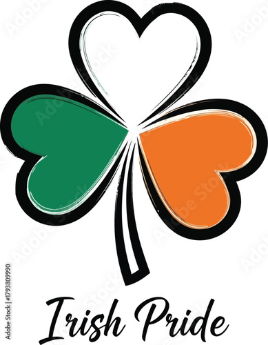 Irish pride shamrock logo with flag colors grunge style for st. patrick's day design