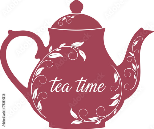 Elegant teapot floral ornaments vector illustration for tea time design