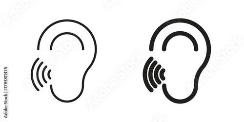 Ear icon collection with multiple styles. EPS10