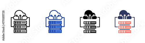 Cloud Storage Server icon set multiple style collection