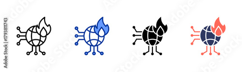 Network Firewall icon set multiple style collection