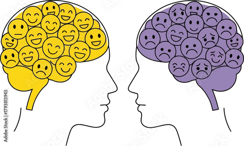 Happy vs sad brains: mental health, positive negative emotions, psychological comparison