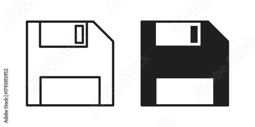 Floppy disk icon collection with multiple styles. EPS10