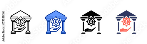Banking Service icon set multiple style collection