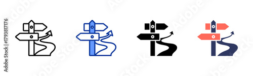 Path Direction icon set multiple style collection