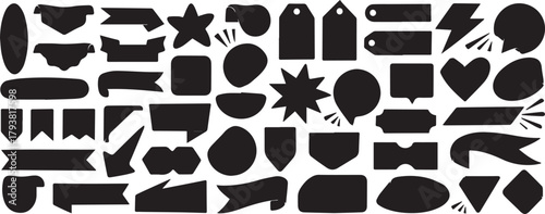 Textured Black Vector Label and Banner Collection