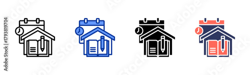 Homework Schedule icon set multiple style collection