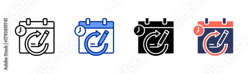 Revision Schedule icon set multiple style collection