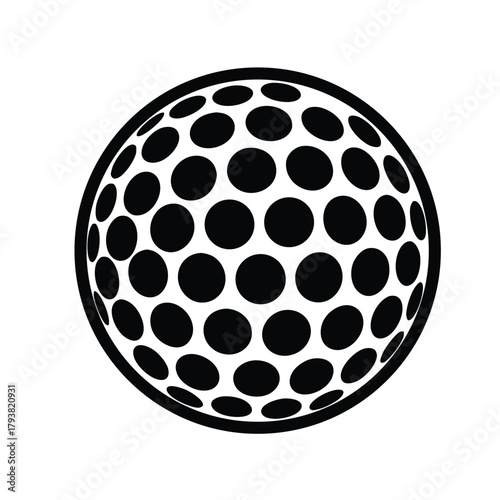 Iconic golf ball sphere with dimple pattern graphic design