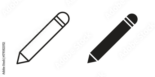 Pencil icon collection with multiple styles. EPS10