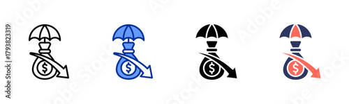 Economic Countermeasures icon set multiple style collection