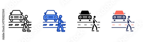 Transportation Countermeasures icon set multiple style collection