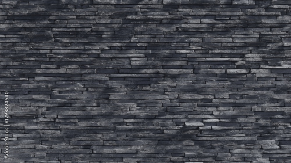 Obraz premium Dark stone wall texture with horizontal pattern. AI generated