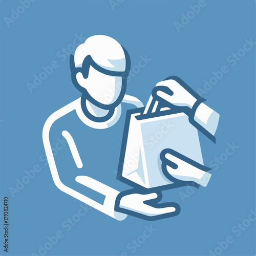 vector illustration of a person transacting goods