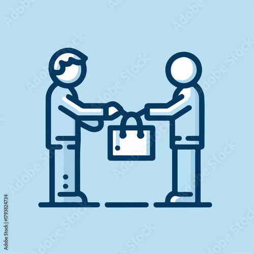 vector illustration of a person transacting goods