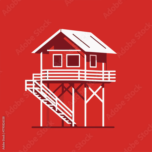 stilt house vector illustration