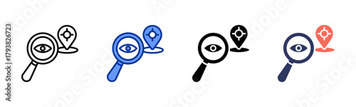 Point Of Observation icon set multiple style collection