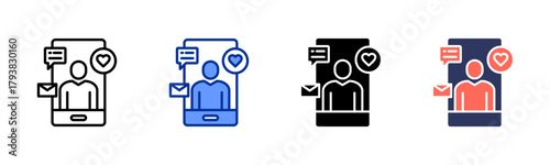 Media Influence icon set multiple style collection