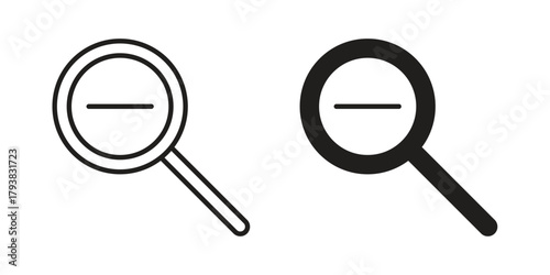 Zoom out icon collection with multiple styles. EPS10